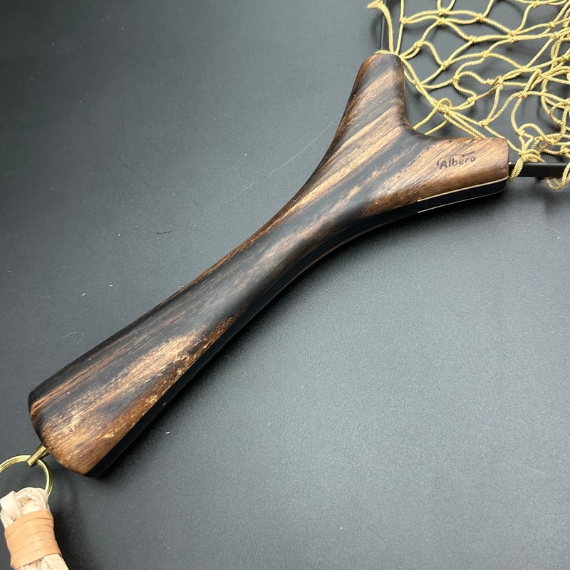 §§Albero スプリングネット/黒柿 ランディングネット 程度B ケース付き Albero スプリングネット/黒柿 ランディングネット 程度B ケース