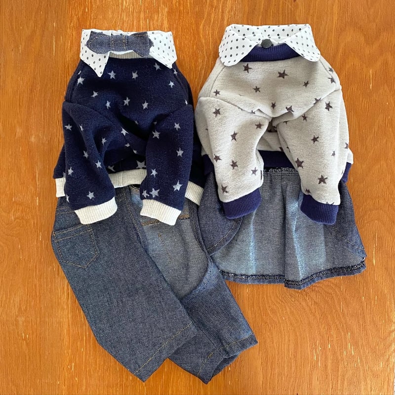 蝶タイ襟付きニット＋デニムパンツ ※ 写真は参考商品です | BonPére
