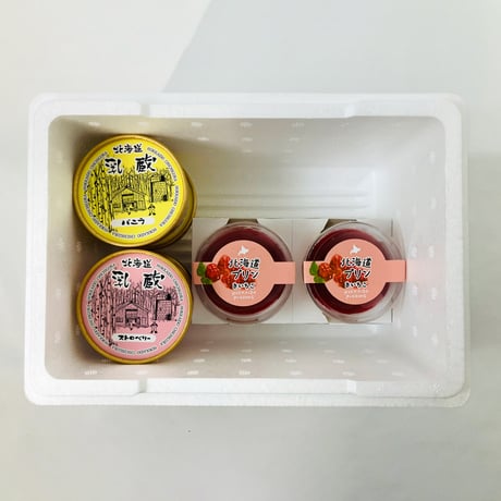 北海道アイスクリーム＆木苺プリン（120047）乳蔵アイスと甘酸っぱい木苺プリンの贅沢スイーツセット　送料無料　差し入れ　お取り寄せ　お中元　お歳暮　ギフト　贈答品