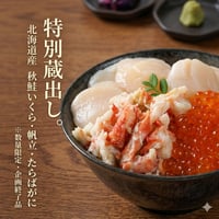【特別蔵出し・数量限定】北海道 海鮮グルメセレクション（430334-sh00）（秋鮭いくら・たらばがに・帆立）※フードロス削減にご協力ください
