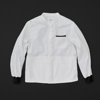 motone ユニセックス　マルチポケットシャツ　白×黒