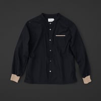 motone ユニセックス　マルチポケットシャツ　黒×ベージュ
