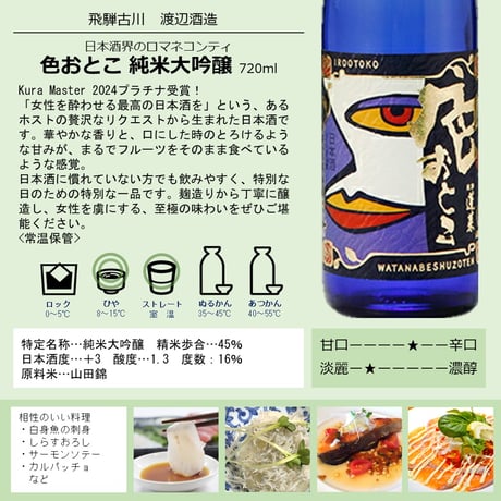 ⑫渡辺酒造 色おとこ 純米大吟醸 720ml