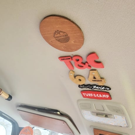 木製 TURF&CAMP カーワッペン兼コースター