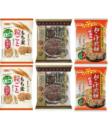 天乃屋 古代米煎餅 10枚×2袋 もち麦粒ごとおせんべい 9枚×2袋 おこげ煎餅醤油味 9枚×2袋