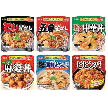 丸美屋 レンジで簡単!ごはん付きシリーズ  6種12食詰め合わせセット (とり釜めし、五目釜めし、五目中華丼、麻婆丼中辛、海鮮あんかけ、ビビンバ）各2個