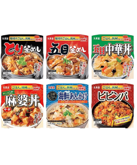 丸美屋 レンジで簡単!ごはん付きシリーズ  6種12食詰め合わせセット (とり釜めし、五目釜めし、五目中華丼、麻婆丼中辛、海鮮あんかけ、ビビンバ）各2個