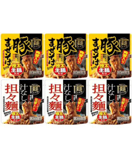テーブルストック レンジで温めるだけ！麵とソース一体型の本格麵［麵QUICK］ 麵クイック 2種×各3（6食セット）