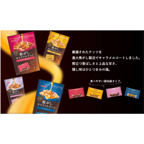 東洋ナッツ 焦がしキャラメルナッツ 4種アソート (アーモンド ×2袋,カシューナッツ ×2袋, ピカン×1袋,マカデミア×1袋 ）計6袋