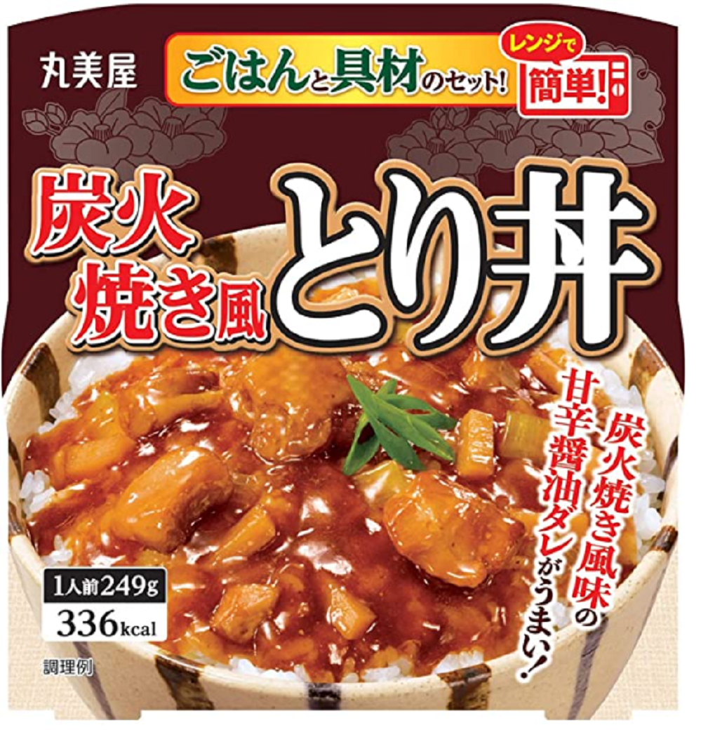 丸美屋　レンジで簡単　ご飯と具材のセット　とり丼など　金ちゃん　海老しおラーメン 丸美屋 レンジで簡単! 炭火焼き風とり丼 ごはん付き 249g×12個 | 名倉商事