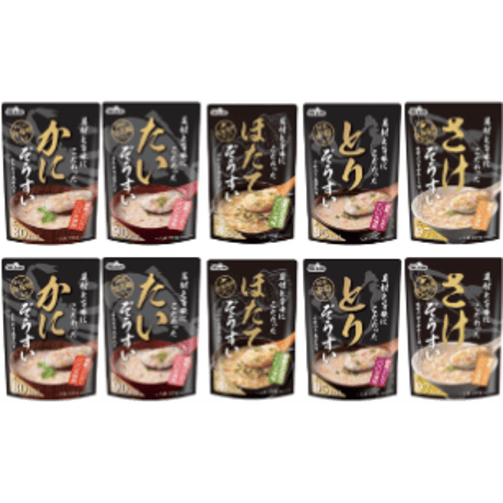 テーブルランド レトルト 雑炊 具材と旨みにこだわった 雑炊５種10袋（かに雑炊、ほたて雑炊、とり雑炊、たい雑炊、さけ雑炊）