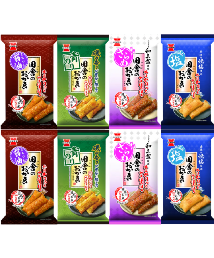 岩塚製菓 田舎のおかき4種セット 醤油味8本×2袋 塩味8本×2袋 ざらめ8本