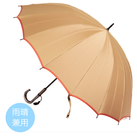 日本製 雨傘 「甲州織 かさね」雨晴兼用　ベージュ×ピンク
