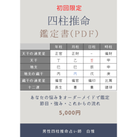 【初回限定】四柱推命鑑定書（PDF）｜節目・強み・これからの流れ（〜5日納品）