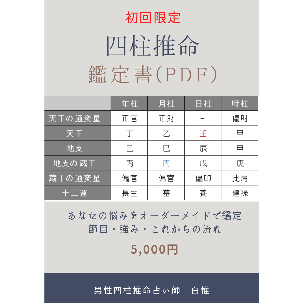 鑑定書つき！四柱推命の365日、日運 初回限定】四柱推命鑑定書（PDF）｜節目・強み・これからの流れ（〜5日