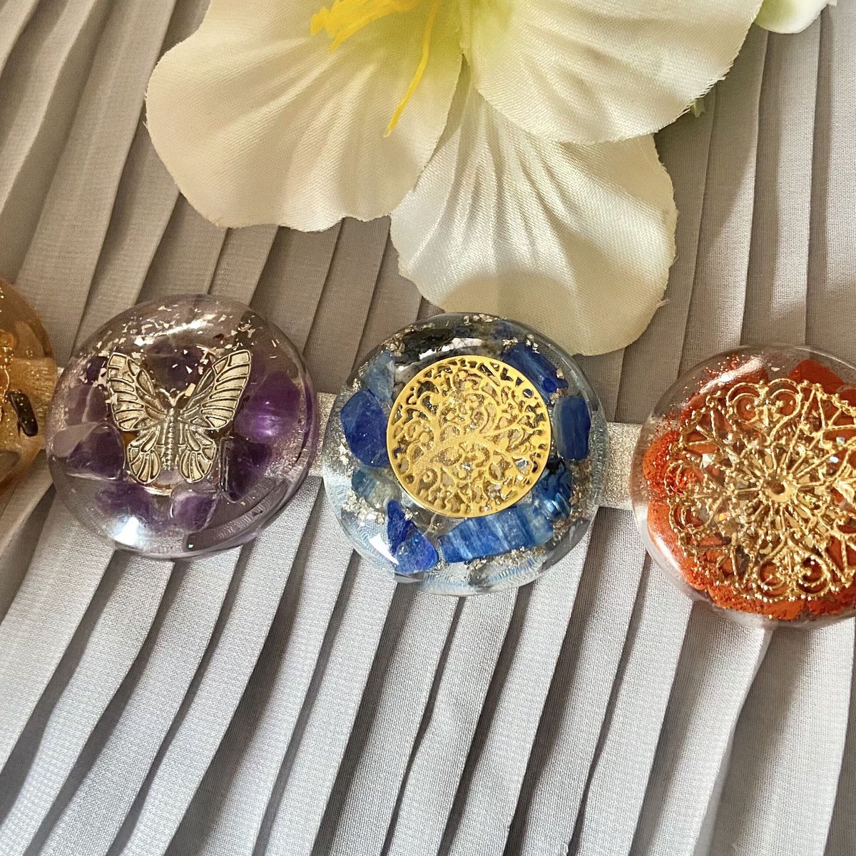 オルゴナイト ネックレス ハンドメイド ブルー青 ラピス キーチャーム 