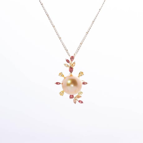 Gold Pearl necklace  Sunモチーフネックレス