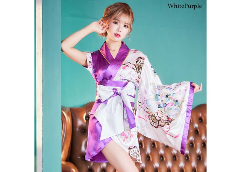 1174サテン和柄花魁ミニ着物ドレス 和柄 花魁 コスプレ キャバドレス