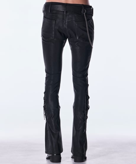 Coating High Tension Jersey Lace Up Flare Pants