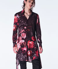 Goth Flora Flare Shirt-Black