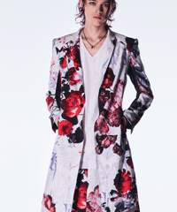 Goth Flora Suede Satin Flare Jacket-White