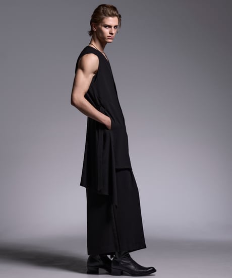 Crape Long Flare Vest