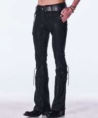 Coating High Tension Jersey Lace Up Flare Pants