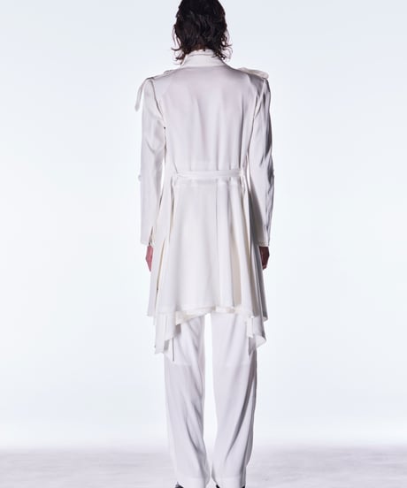 Back Satin Goth Flare Jacket Ⅱ-White