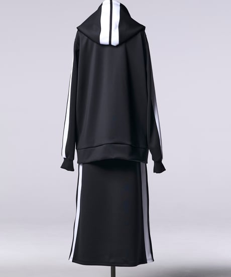 Eco Jersey Side Zipp Skirt (BK×WH)
