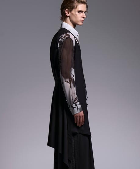 Crape Long Flare Vest