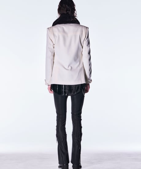 Beaver Fur Napoleon Jacket -White