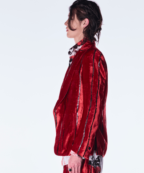 TOGE Velvet Peaked Jacket-Red