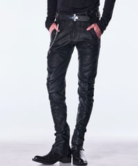 Combination Denim Coating Curve Pants