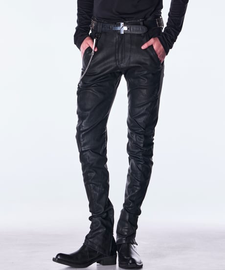 Combination Denim Coating Curve Pants