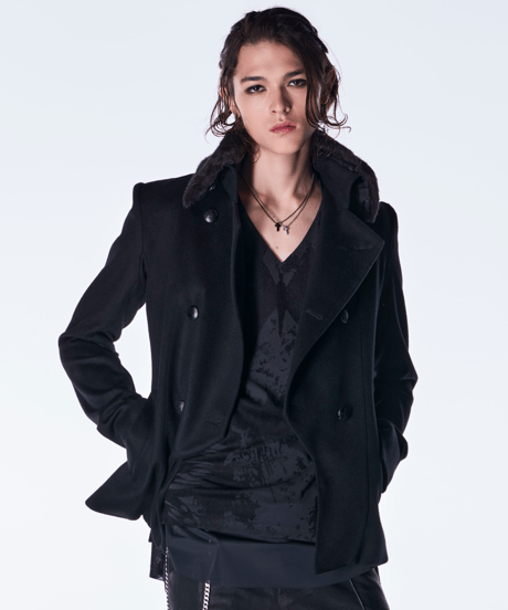 Beaver Fur Napoleon Jacket -Black
