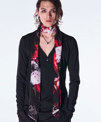 Goth Flora Suede Satin Stoal-Black