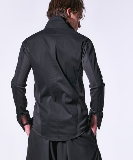 Loan Stand Collar Side Rib Shirt(Black)