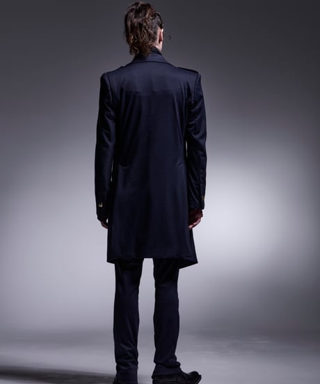 Kersey Jersey Epaulet Peacked Long Jacket (Navy)