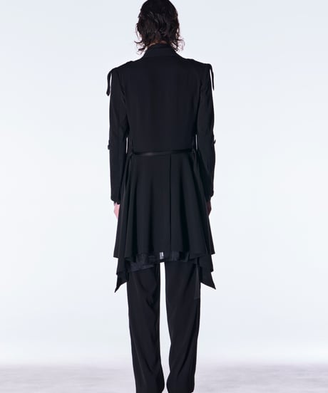 Back Satin Goth Flare Jacket Ⅱ-Black