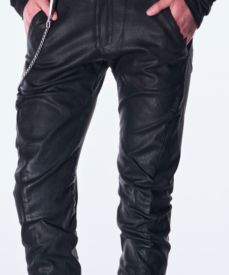 Combination Denim Coating Curve Pants