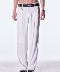 Back Satin Wide Slacks-White
