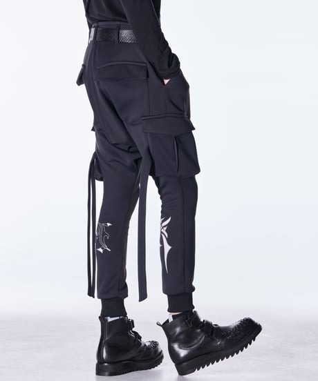 Double Knit Jersey Saruel Pants-Black