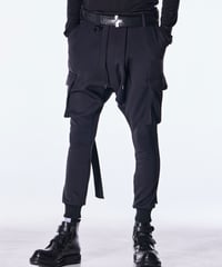 Double Knit Jersey Saruel Pants-Black