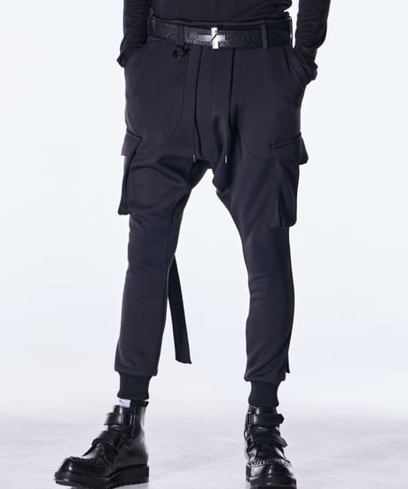 Double Knit Jersey Saruel Pants-Black