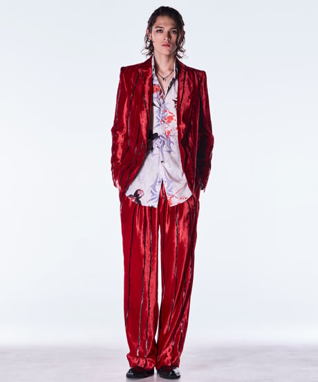 TOGE Velvet Peaked Jacket-Red