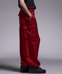 Satin Wide Cargo Pants (RED)