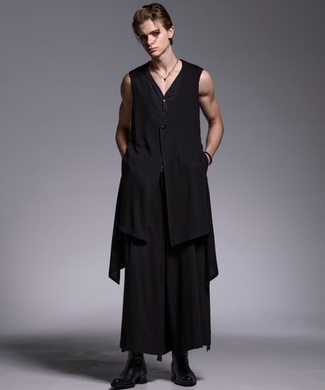 Crape Long Flare Vest