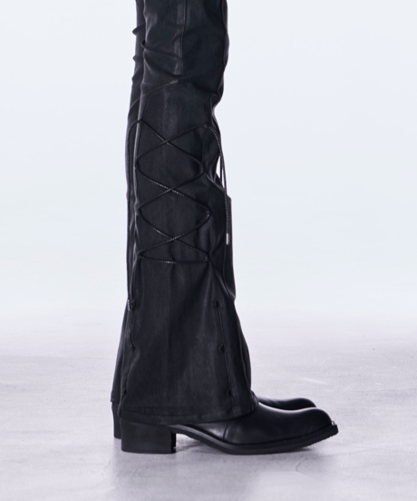 Coating High Tension Jersey Lace Up Flare Pants