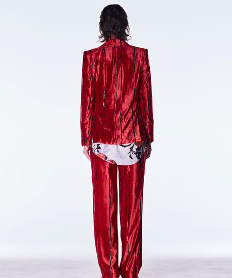 TOGE Velvet Peaked Jacket-Red