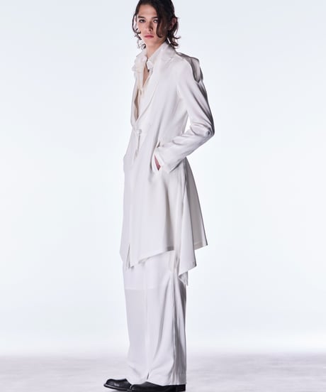 Back Satin Goth Flare Jacket Ⅱ-White